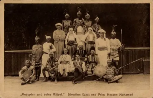 Ak Ägypten und seine Rätsel, Ezzat und Prinz Hessen Mohamed Truppe