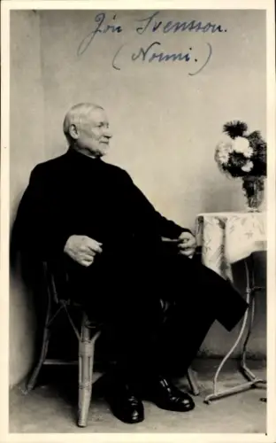 Foto Ak Jón Stefán „Nonni“ Sveinsson, isländischer Schriftsteller und Jesuit, Portrait, Autogramm
