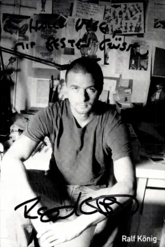Ak Ralf König, Comicautor und Comiczeichner, Portrait, Autogramm