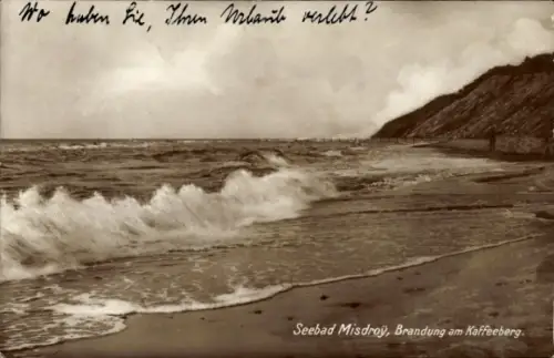 Ak Międzyzdroje Ostseebad Misdroy Pommern, Brandung am Kaffeeberg