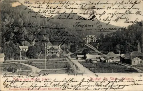 Ak Iași Jassy Rumänien, Landschaft mit Bäumen, Feldern, Häusern,  aus Rumänien