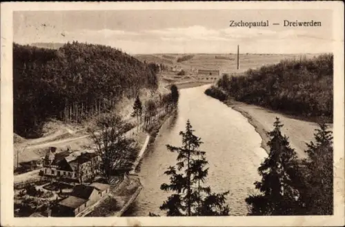 Ak Dreiwerden Rossau in Sachsen, Blick in das Zschopautal