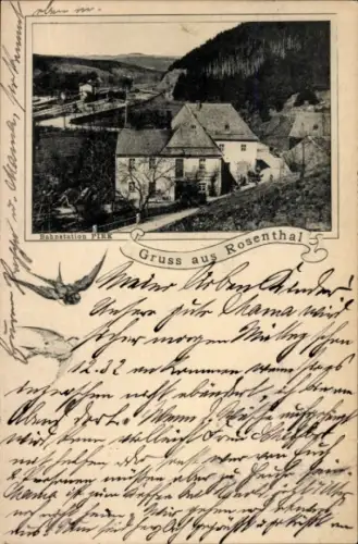 Ak Rosenthal Weischlitz im Vogtland,  Bahnstation Pirk 