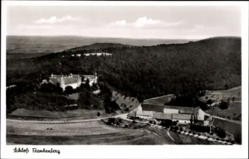 Ak Frankenberg an der Eder, Schloss Frankenberg, Fliegeraufnahme
