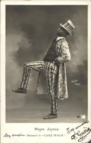 Ak Dunkelhäutiger Mann tanzt den Cake Walk, Fotograf Walery, Paris