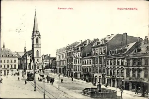 Ak Liberec Reichenberg in Böhmen, Bismarckplatz