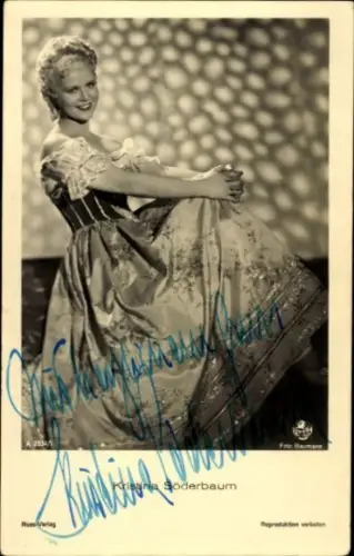 Ak Schauspielerin Kristina Söderbaum, Portrait, Autogramm