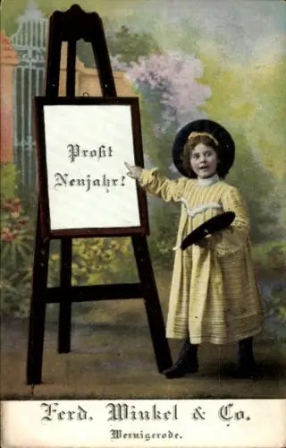 Ak Glückwunsch Neujahr, Mädchen, Ferd. Winkel & Co. Wernigerode