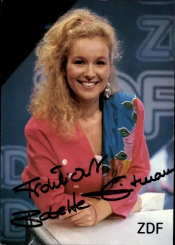 Autogrammkarte Moderatorin Babette Einstmann, Portrait, Autogramm