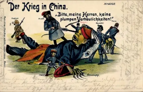 Künstler Ak Der Krieg in China, Bitte, meine Herren, keine plumpen Vertraulichkeiten, BB&OL 6303