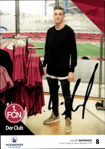 Autogrammkarte Fußballer Lucas Hufnagel, 1. FC Nürnberg, Autogramm