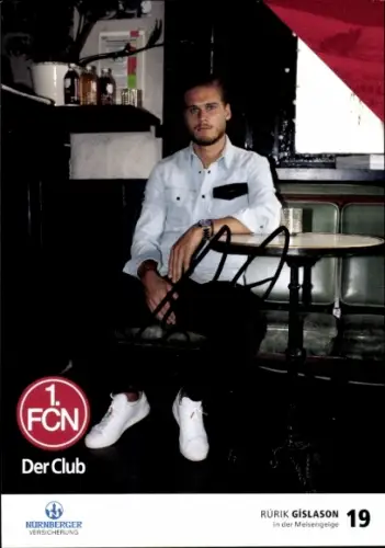 Autogrammkarte Fußballer Rurik Gislason, 1. FC Nürnberg, Autogramm