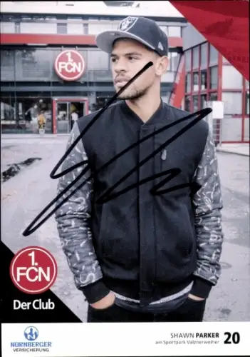 Autogrammkarte Fußballer Shawn Parker, 1. FC Nürnberg, Autogramm