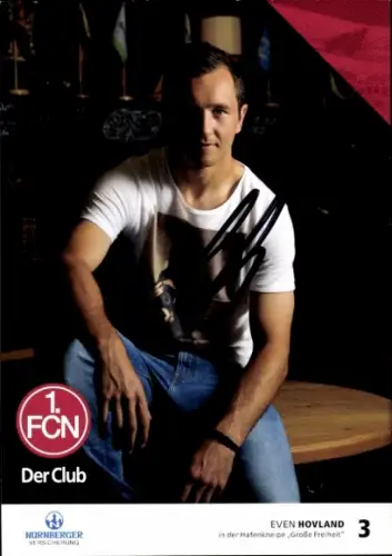 Autogrammkarte Fußballer Even Hovland, 1. FC Nürnberg, Autogramm