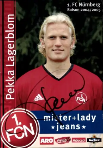 Autogrammkarte Fußballer Pekka Lagerblom, 1. FC Nürnberg, Autogramm