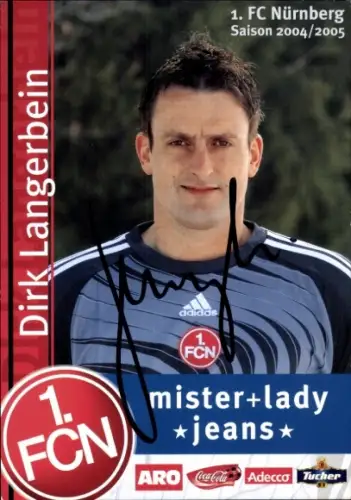 Autogrammkarte Fußballer Dirk Langerbein, 1. FC Nürnberg, Autogramm