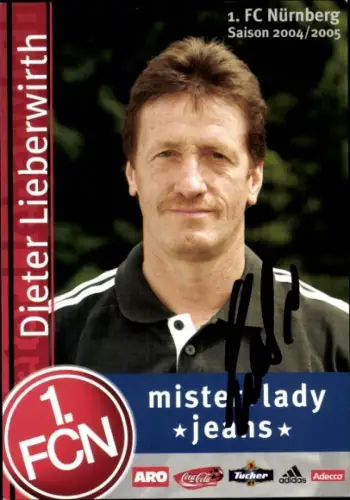 Autogrammkarte Co Trainer Dieter Lieberwirth, 1. FC Nürnberg, Autogramm