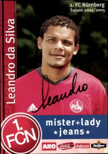 Autogrammkarte Fußballer Leandro da Silva, 1. FC Nürnberg, Autogramm