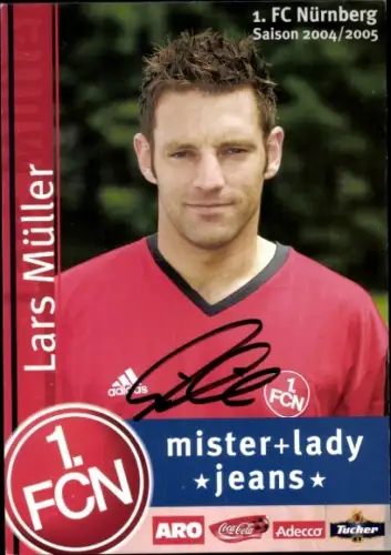 Autogrammkarte Fußballer Lars Müller, 1. FC Nürnberg, Autogramm