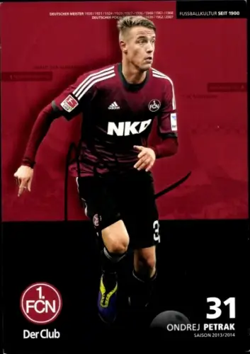 Autogrammkarte Fußballer Ondrej Petrak, 1. FC Nürnberg, Autogramm