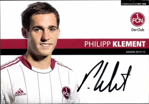 Autogrammkarte Fußballer Philipp Klement, 1. FC Nürnberg, Autogramm