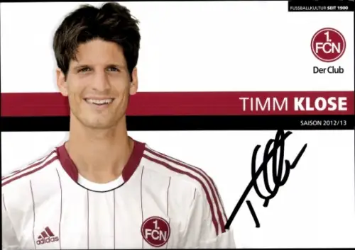 Autogrammkarte Fußballer Timm Klose, 1. FC Nürnberg, Autogramm