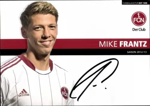 Autogrammkarte Fußballer Mike Frantz, 1. FC Nürnberg, Autogramm