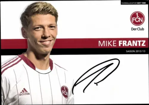 Autogrammkarte Fußballer Mike Frantz, 1. FC Nürnberg, Autogramm
