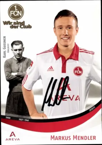 Autogrammkarte Fußballer Markus Mendler, 1. FC Nürnberg, Autogramm