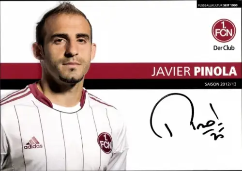 Autogrammkarte Fußballer Javier Pinola, 1. FC Nürnberg, Autogramm