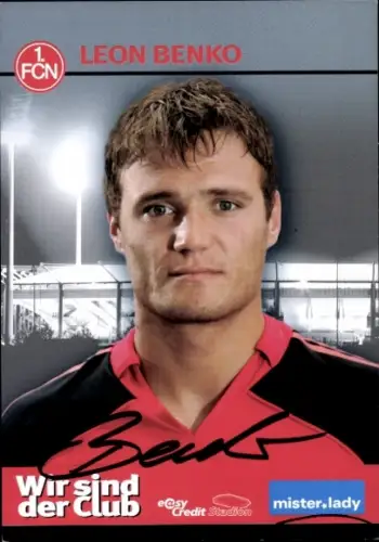 Autogrammkarte Fußballer Leon Benko, 1. FC Nürnberg, Autogramm