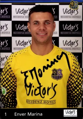Autogrammkarte Fußballer Enver Marina, 1. FC Saarbrücken, Autogramm