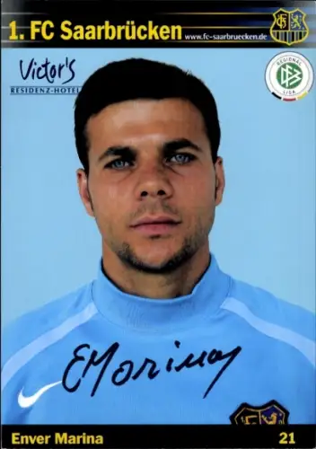 Autogrammkarte Fußballer Enver Marina, 1. FC Saarbrücken, Autogramm