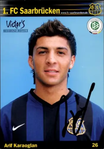 Autogrammkarte Fußballer Arif Karaoglan, 1. FC Saarbrücken, Autogramm