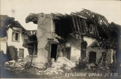 Foto Ak Ludwigshafen Oppau am Rhein, Explosion Oppau 21.9.21