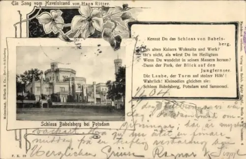 Ak Babelsberg Potsdam, Schloss Babelsberg, Ein Sang vom Havelstrand, Hans Ritter