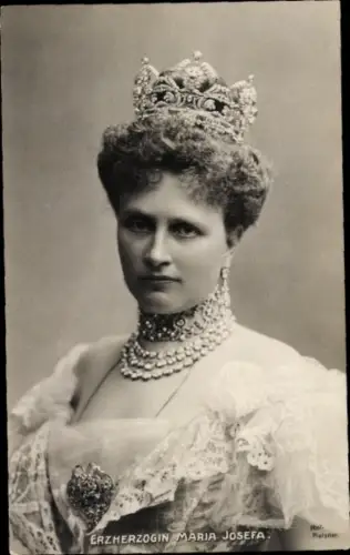 Ak Erzherzogin Maria Josefa von Sachsen, Portrait, Krone, Halskette, Schmuck
