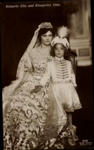 Ak Kaiserin Zita von Österreich, Kronprinz Otto, Portrait