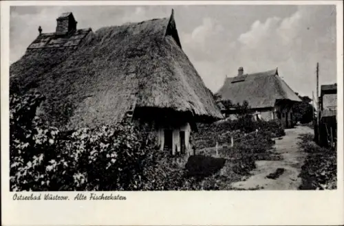 Ak Ostseebad Wustrow Fischland, alte Fischerkaten