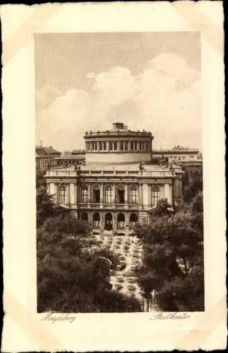 Präge Passepartout Ak Magdeburg an der Elbe, Stadttheater