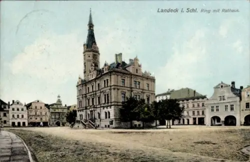 Ak Lądek Zdrój Bad Landeck Schlesien, Ring, Rathaus