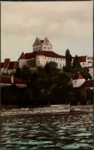 Ak Meersburg am Bodensee, Meersburg am Bodensee, Schloss, Wasser, Berge
