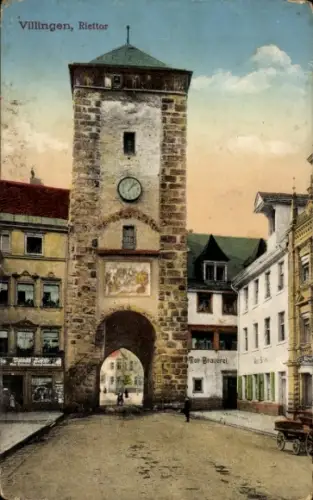 Ak Villingen im Schwarzwald,  Riettor, Tor Bragerei, Stadtansicht