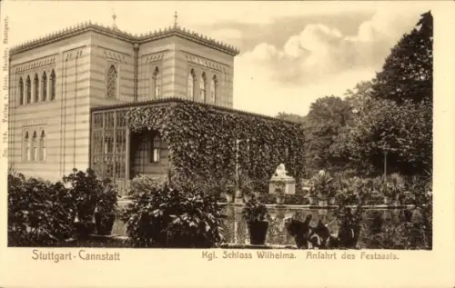 Ak Bad Cannstatt Stuttgart in Württemberg, Schloss Wilhelma, Anfahrt des Festsaals