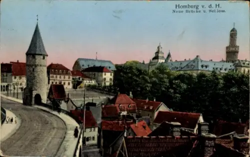 Ak Bad Homburg vor der Höhe Hessen, Neue Brücke, Schloss