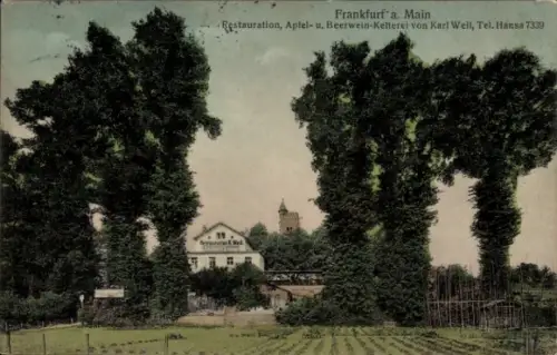 Ak Frankfurt am Main, Restauration Karl Weil, Apfel- und Beerwein-Kelterei