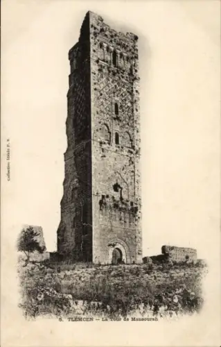 Ak Mansourah Tlemcen Algerien, La Tour de Mansourah,   Ruine, schwarz-weiß