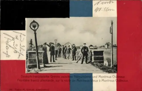 Ak Montreux Vieux Elsass Haut Rhin, Deutsch-französische Grenze zw. Altmünsterol Montreux Chateaux