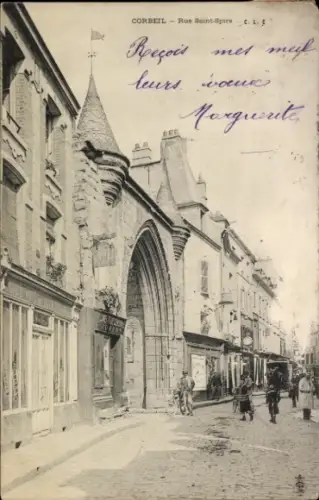 Ak Corbeil Essonne, Rue Saint-Spire