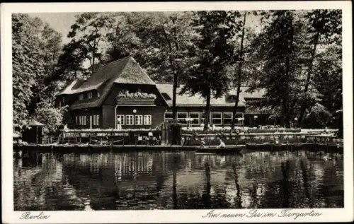 Ak Berlin Tiergarten, Am neuen See im Tiergarten